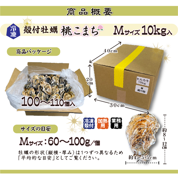 殻付牡蠣 桃こまち 10kg Mサイズ 商品概要