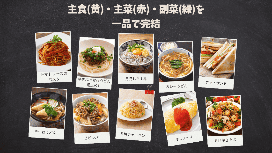主食・主菜・副菜を一品で完結！