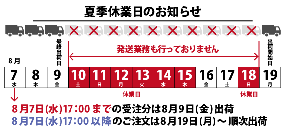 夏季休業のお知らせ