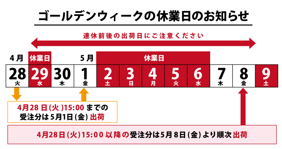 GW休業のお知らせ