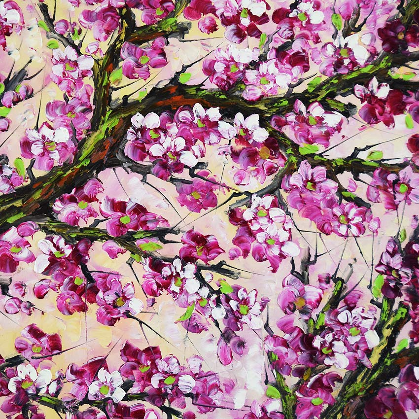美しい紫の桜の油絵