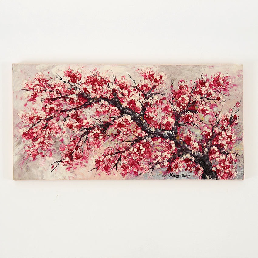 情緒的で渋い桜の油絵