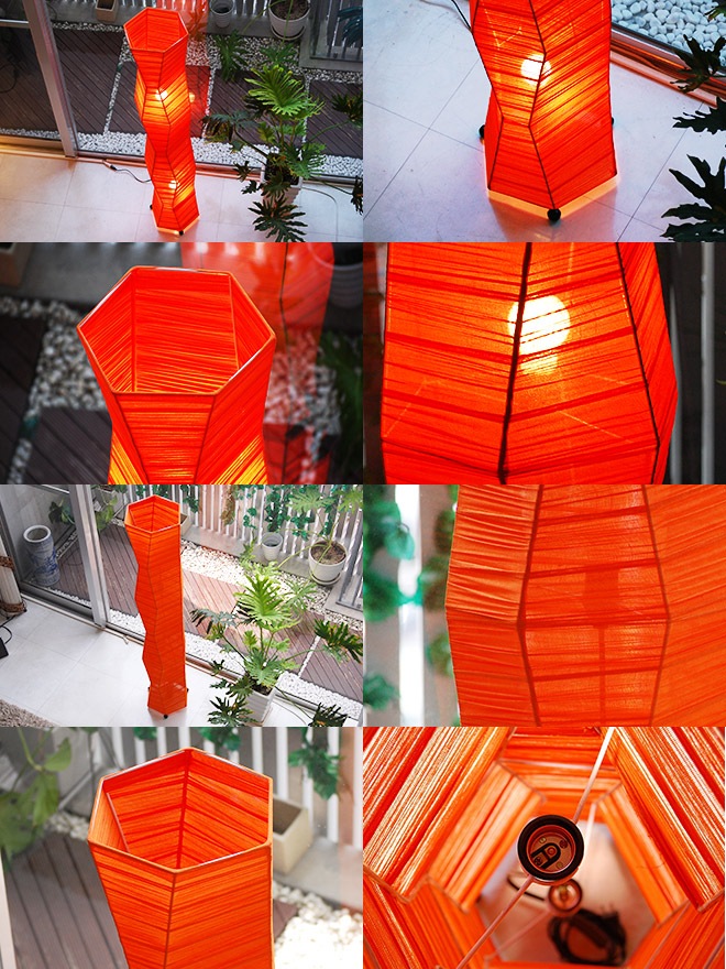 LED電球付】アジアン照明・間接照明 ジオメトリーL(オレンジ)/140cm