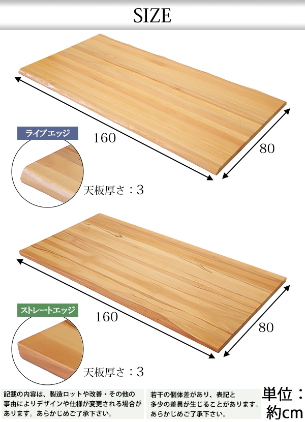 天板 デスク テーブル 天板のみ ビーチ材 W1600×D800×H30mm ビーチ ライブエッジ ストレートエッジ グロス加工 高級 木製 –  itcnet