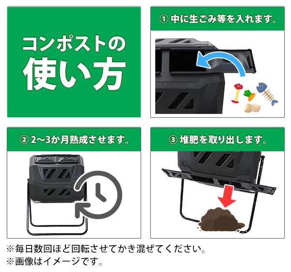 送料無料 コンポスト 回転式 160L 回転 二部屋 二層 容器 大容量 家庭