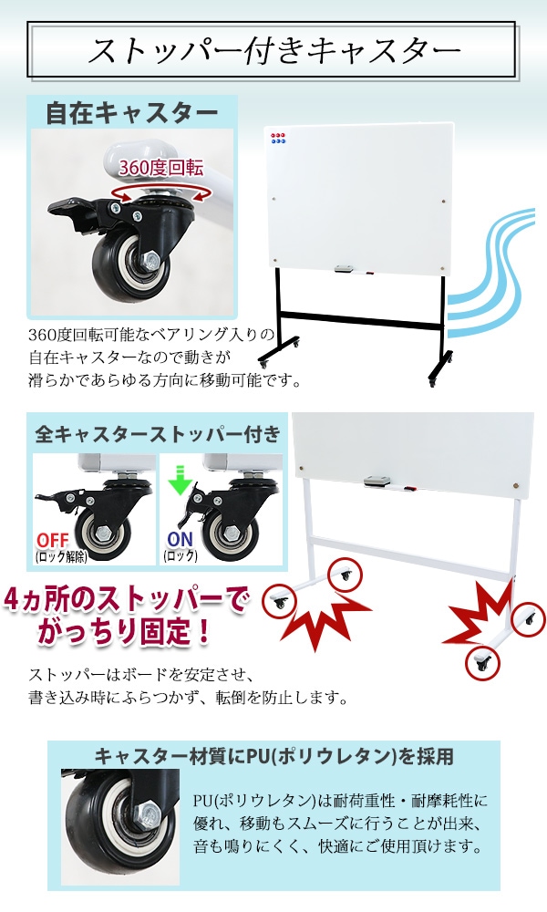 ガラスホワイトボード ガラスボード 強化ガラス 脚付き 高さ2段階 高さ調節 約1200×900mm 片面 選べるフレームカラー ストッパー –  itcnet