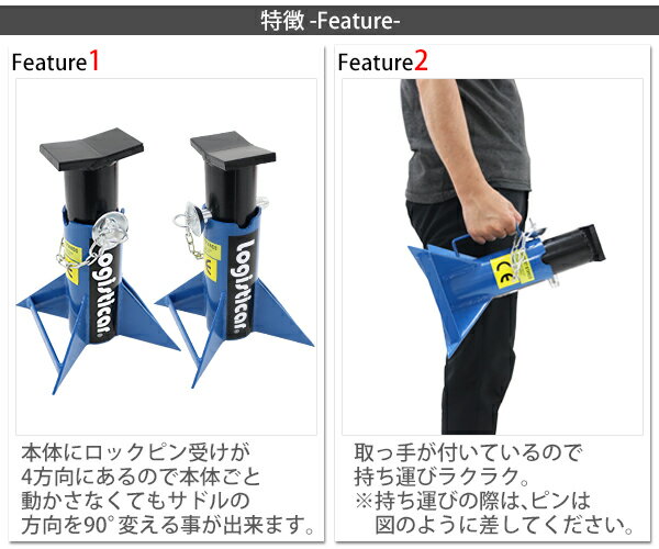 ジャッキスタンド フォークリフト 重機 車 定格荷重計約12t 約12000kg 2台セット 青 高さ約245mm～420mm 4段階調節 –  itcnet