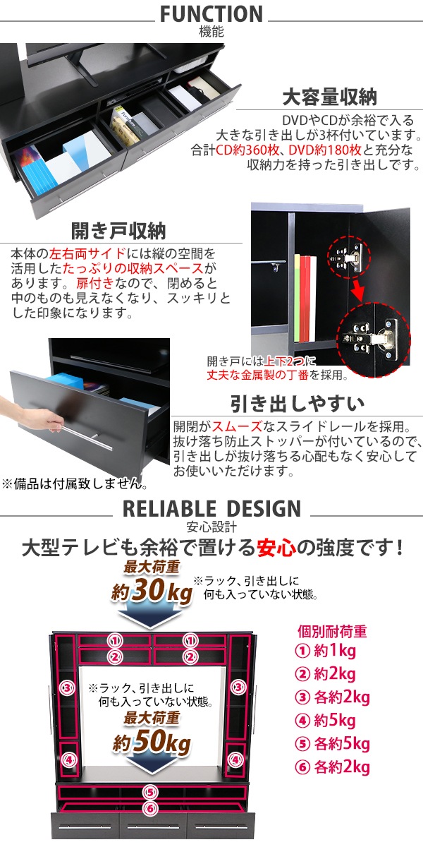 送料無料 テレビ台 壁面収納 ハイタイプ 幅約160cm 耐荷重約50kg 黒 テレビラック テレビボード テレビスタンド テレビ台 Tv台 Tvボード Tvラック 壁面 壁寄せ 大型 薄型 Av収納 収納 棚 本棚 リビング 寝室 お洒落 引き出し シンプル ブラック Tvstands08bk 家具