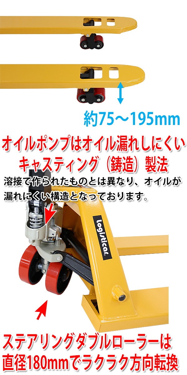 ハンドパレット 超ロング 幅広 幅685mm フォーク長さ1510mm 2500kg 黄 ハンドリフト ハンドパレットトラック ハンドリフタ –  itcnet