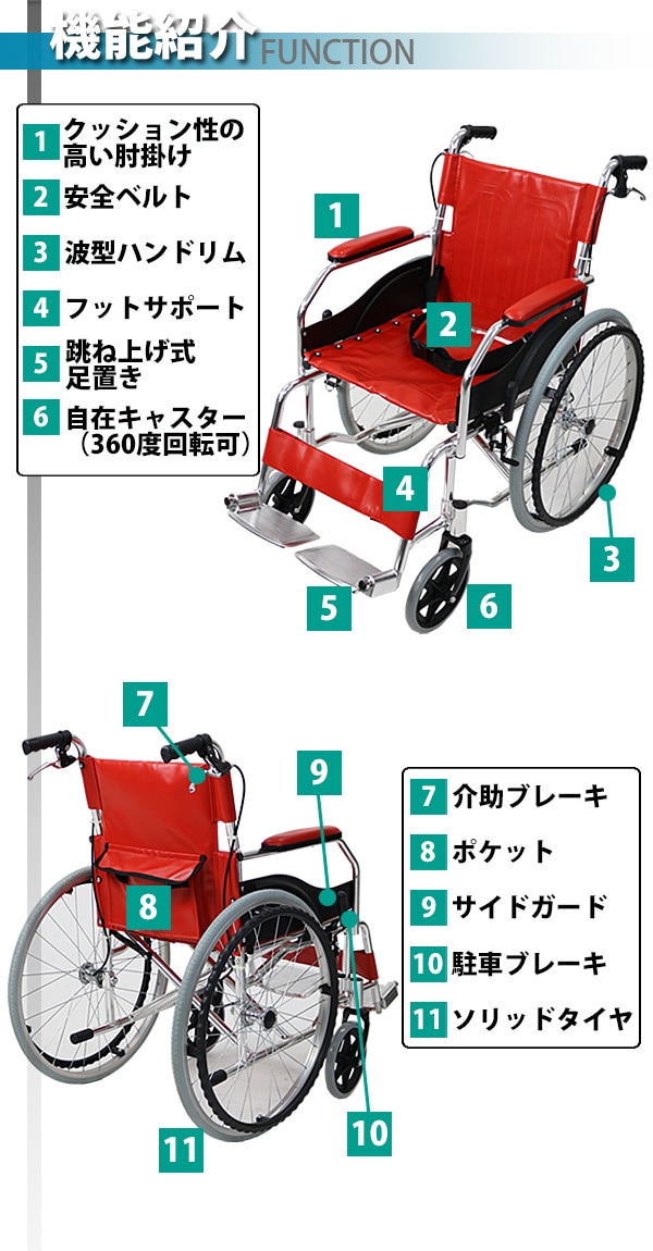 送料無料 車椅子 アルミ合金製 赤 約11kg TAISコード取得済 軽量 折り畳み 自走介助兼用 介助ブレーキ付き 携帯バッグ付き ノーパンクタイヤ  自走用車椅子 自走式車椅子 折りたたみ コンパクト 自走用 介助用 自走式 自走 介助 車椅子 車イス 車いす レッド ...