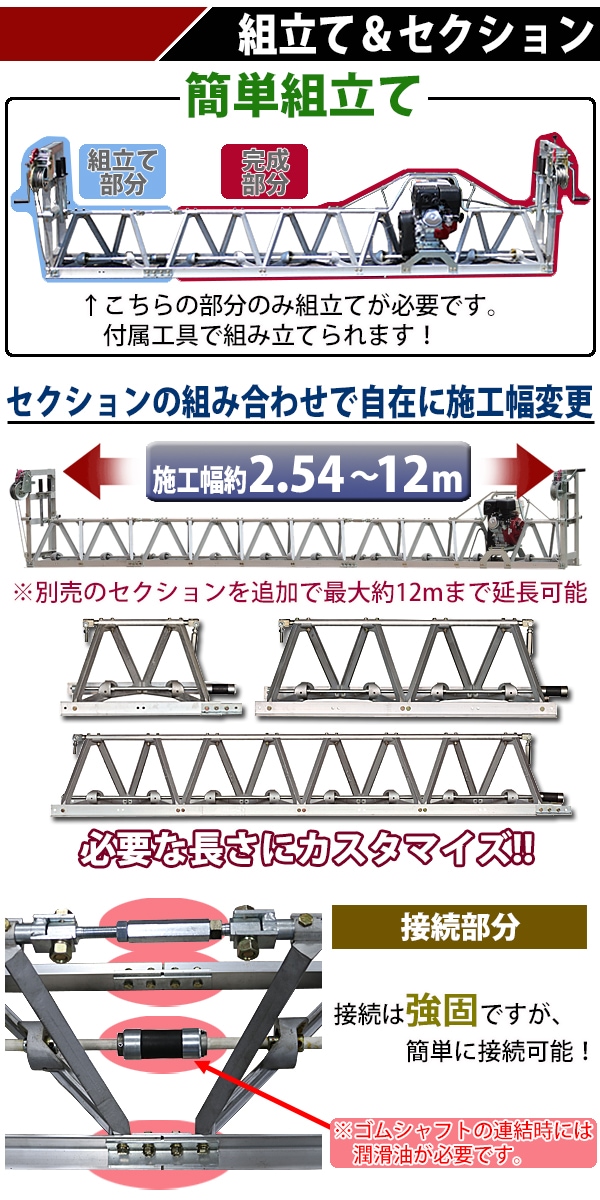 トラススクリード Honda GX270内蔵 4ストロークエンジン 9馬力 アルミ合金製フレーム 施工幅約3.25m 施工幅延長可能 簡易フ –  itcnet