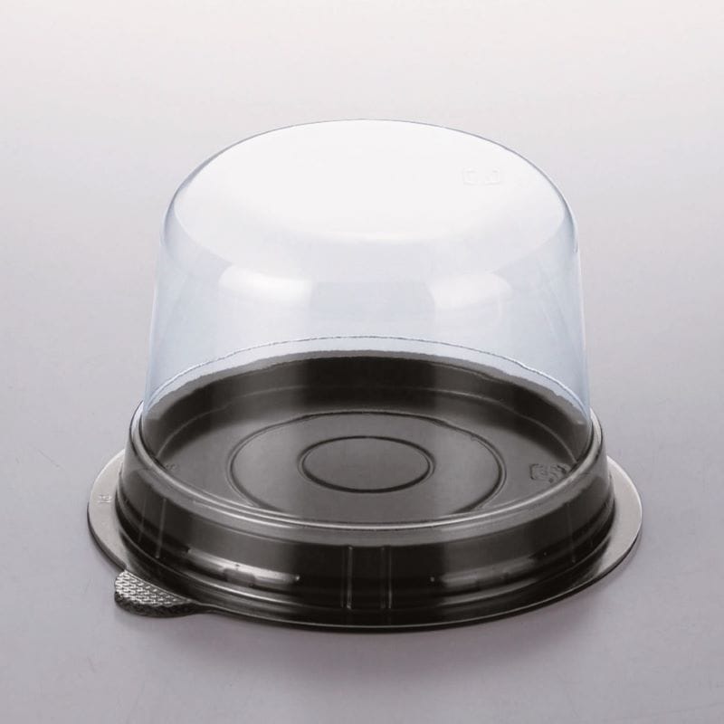 3号ケーキ容器 IK116φ-75H黒 本体・蓋セット（50枚入） | フタ付き