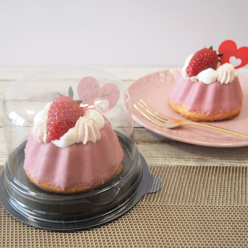 3号ケーキ容器 IK116φ-75H黒 本体・蓋セット（50枚入） | フタ付き