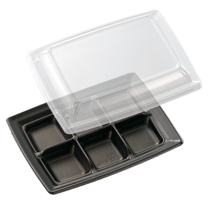 惣菜容器 CT沙楽 KS24-18A BK本体・防曇蓋セット