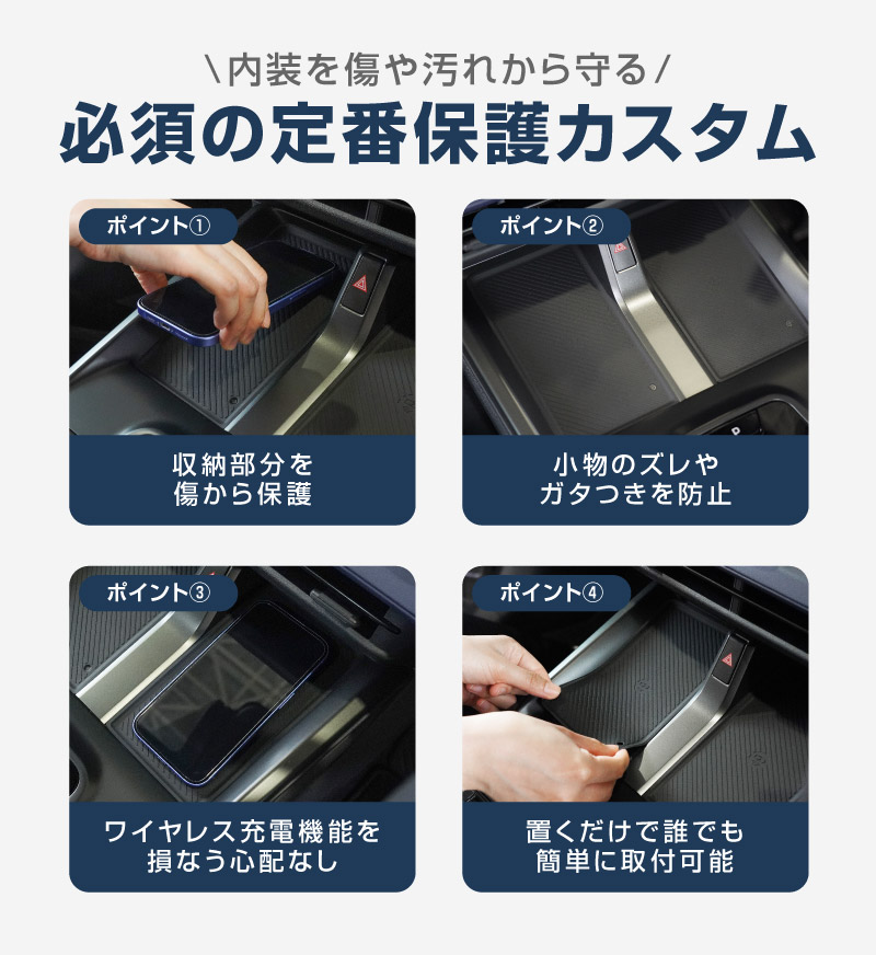 新型bZ4X 10系 ワイヤレス充電トレイ用マット ゴムタイプ 1P ブラック トヨタ bZ4Xツーリング スバル ソルテラ トレイルシーカー 共通