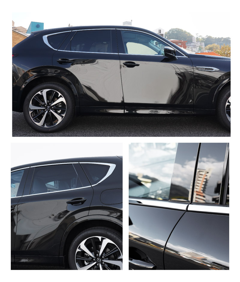 CX-60 KH系 ウィンドウトリムガーニッシュ 6P 選べる2色 鏡面仕上げ ブラック鏡面仕上げ 2026年MC後 新型 CX60 専用 外装 窓 サイド カスタム パーツ エアロ サムライプロデュース