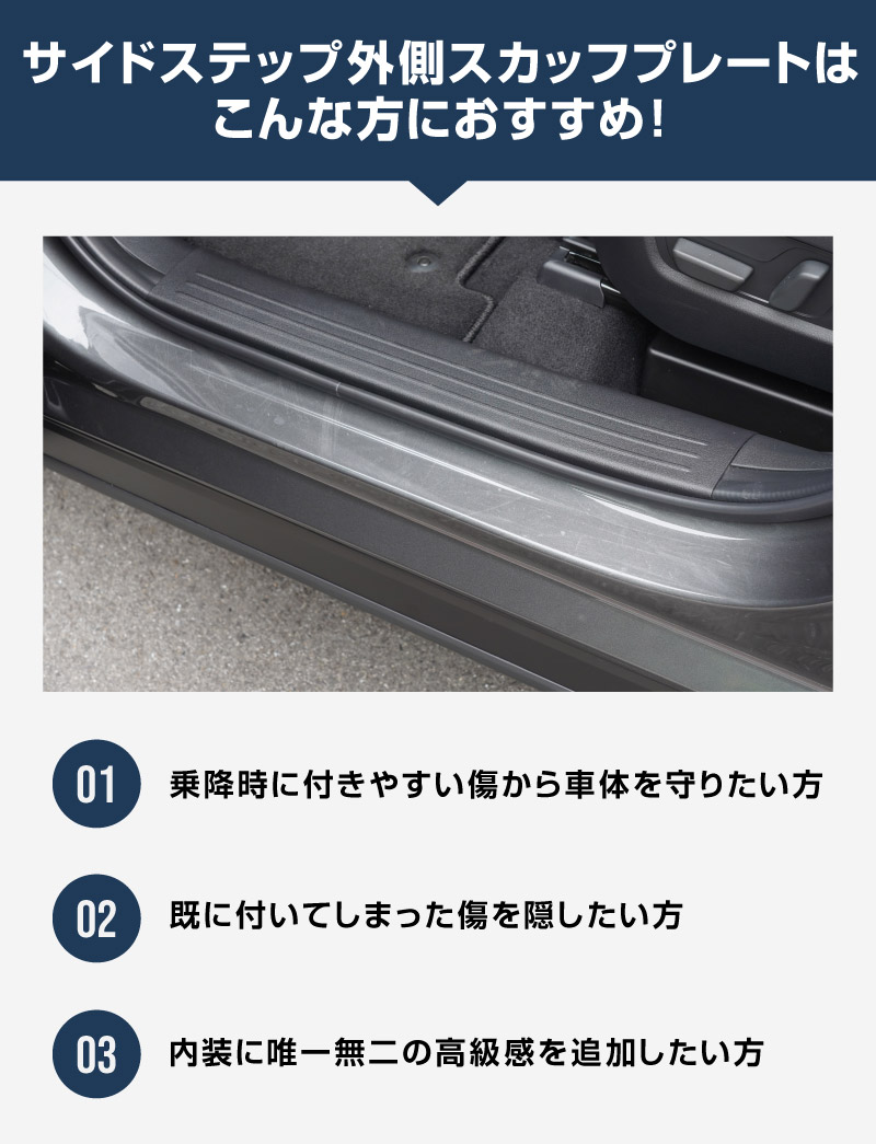 新型CX-5 KM系 サイドステップ外側 スカッフプレート 4P 車体保護ゴム付き 選べる3カラー シルバーへライン ブラックヘアライン カーボン調 2026年 フルモデルチェンジ専用