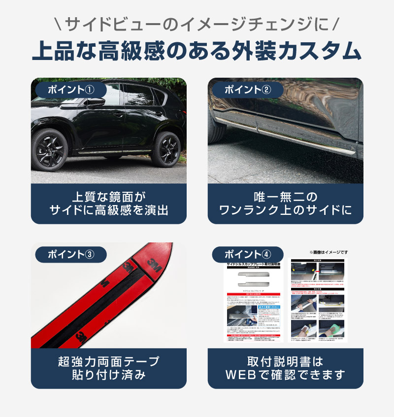 新型CX-5 KM系 サイドガーニッシュ 4P 鏡面仕上げ