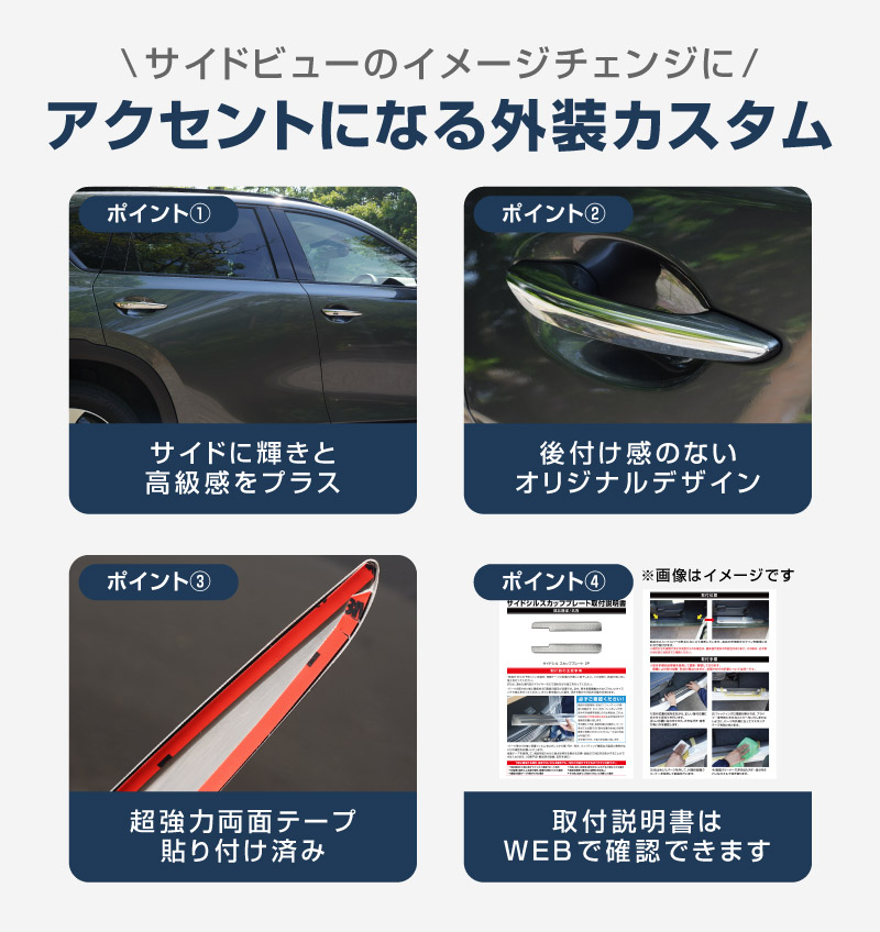 CX-80 KL系 CX-60 KH系 CX-30 DM系 MAZDA3 BP系 共通 アウタードアハンドルカバー 4P 鏡面仕上げ