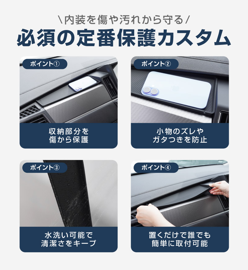 新型デリカD:5 助手席オープントレイゴムマット 1P ブラック
