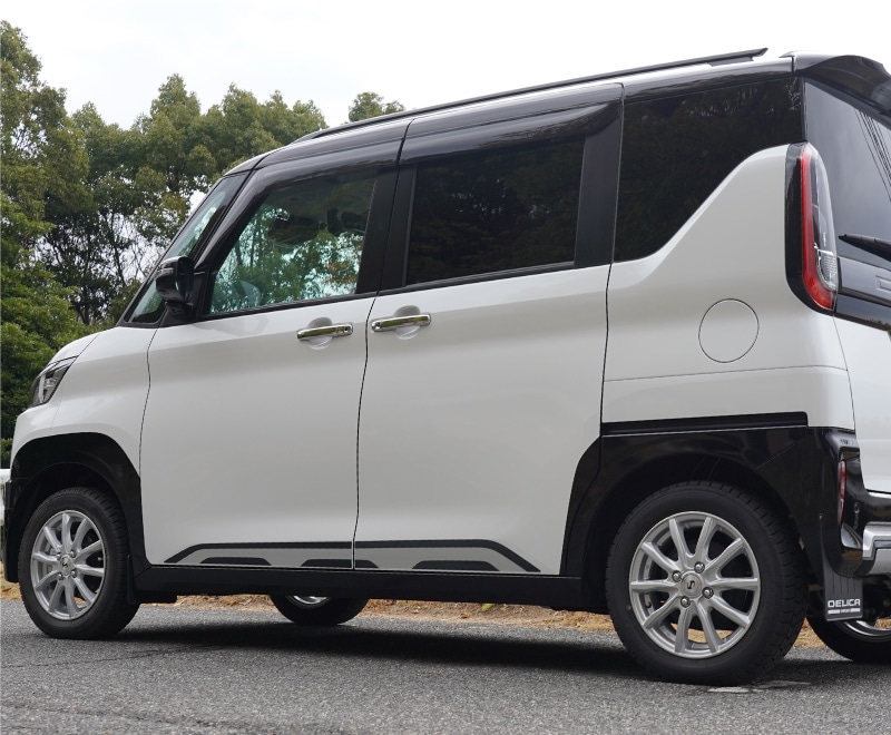 三菱 デリカミニ/ekスペース 日産 ルークス 共通 アウタードアハンドルカバー ガーニッシュ 8P メッキ仕上げ｜MITSUBISHI DELICA  MINI NISSAN ROOX 専用 外装 サイド カスタム パーツ