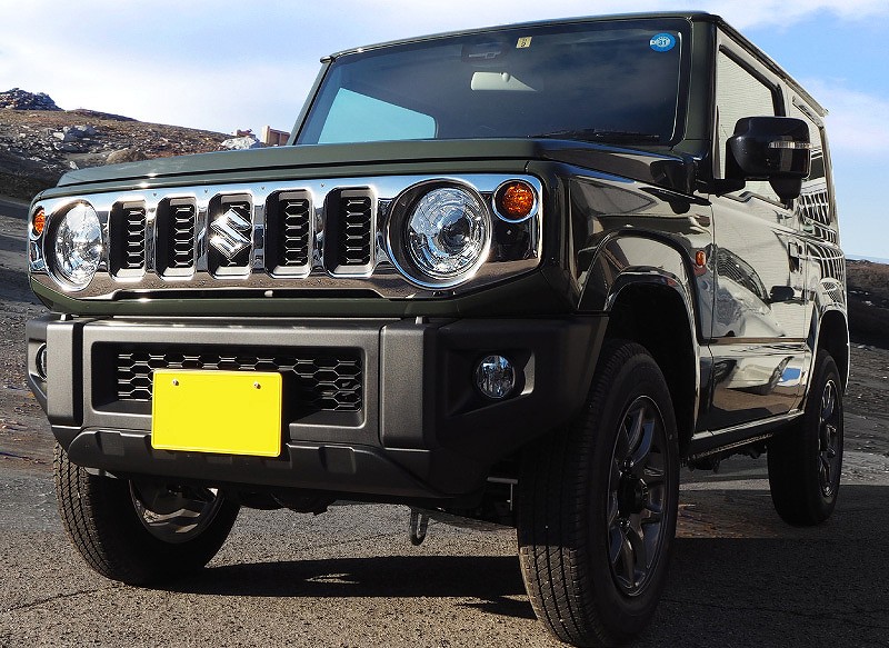 ジムニー/ジムニーシエラ フロントグリルカバー 1P｜スズキ SUZUKI JIMNY JB64W JIMNY SIERRA JB74W  選べる4カラー 鏡面仕上げ シルバーヘアライン ブラックヘアライン カーボン調 カスタム 専用 パーツ | サムライプロデュース 侍プロデュース