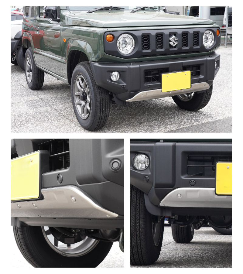新型ジムニー JB64 5型 専用 フロントアンダーカバー ガーニッシュ 車体保護ゴム付き 1P シルバーヘアライン JIMNY JB64W オプション エアロ サムライプロデュース