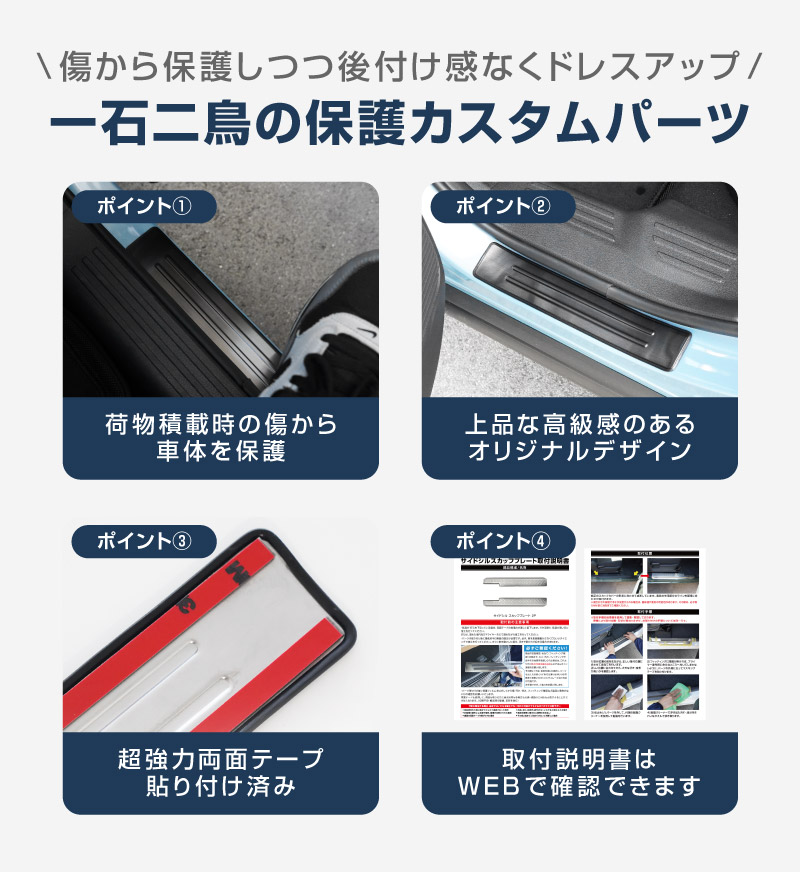 新型キックス P16型 サイドステップ外側 スカッフプレート