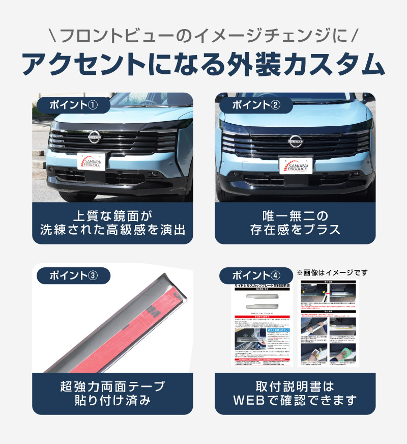 新型キックス P16型 フロントエンブレム左右ガーニッシュ