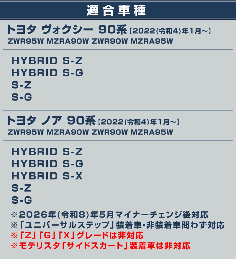 新型ヴォクシー ノア 90系 サイドガーニッシュ 4P 鏡面仕上げ