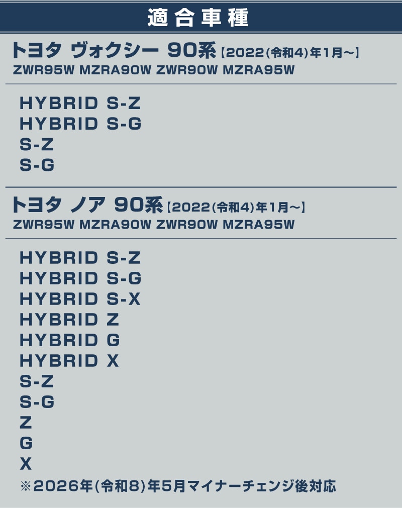 新型ヴォクシー ノア 90系 リアエンド ガーニッシュ 1P 鏡面仕上げ