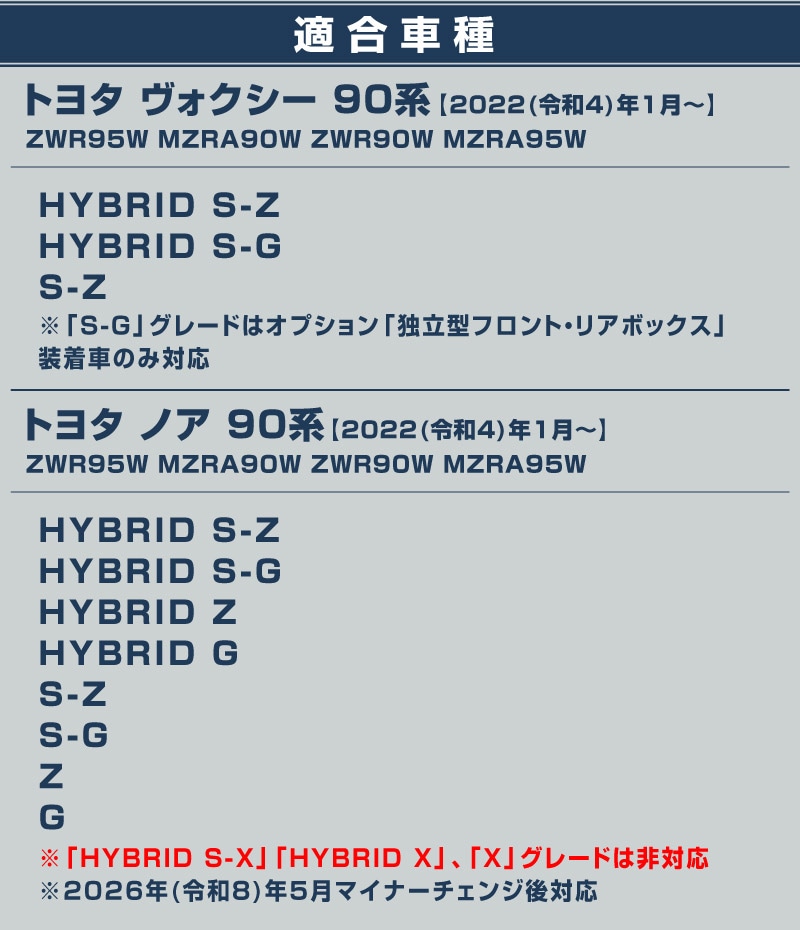 新型ヴォクシー ノア 90系 コンソールトレイ 1P ゴムマットタイプ