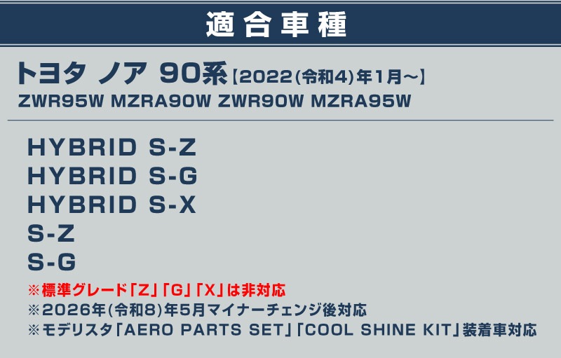 新型ノア 90系 エアログレード専用 ロアグリル ガーニッシュ 6P 鏡面仕上げ