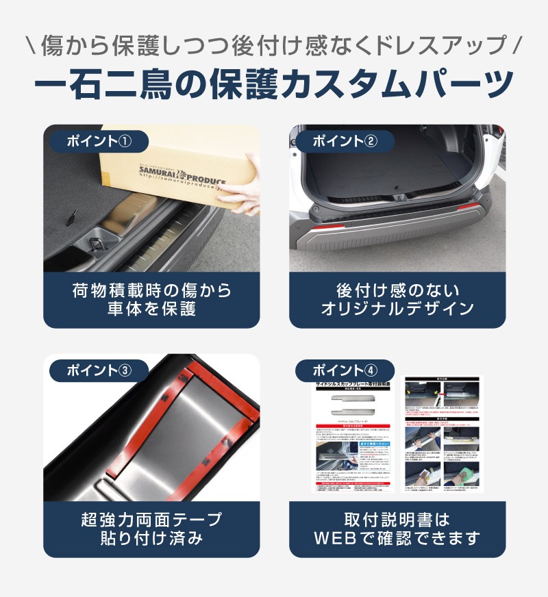 新型RAV4 60系 リアバンパーステップガード ＆ ラゲッジスカッフプレート 