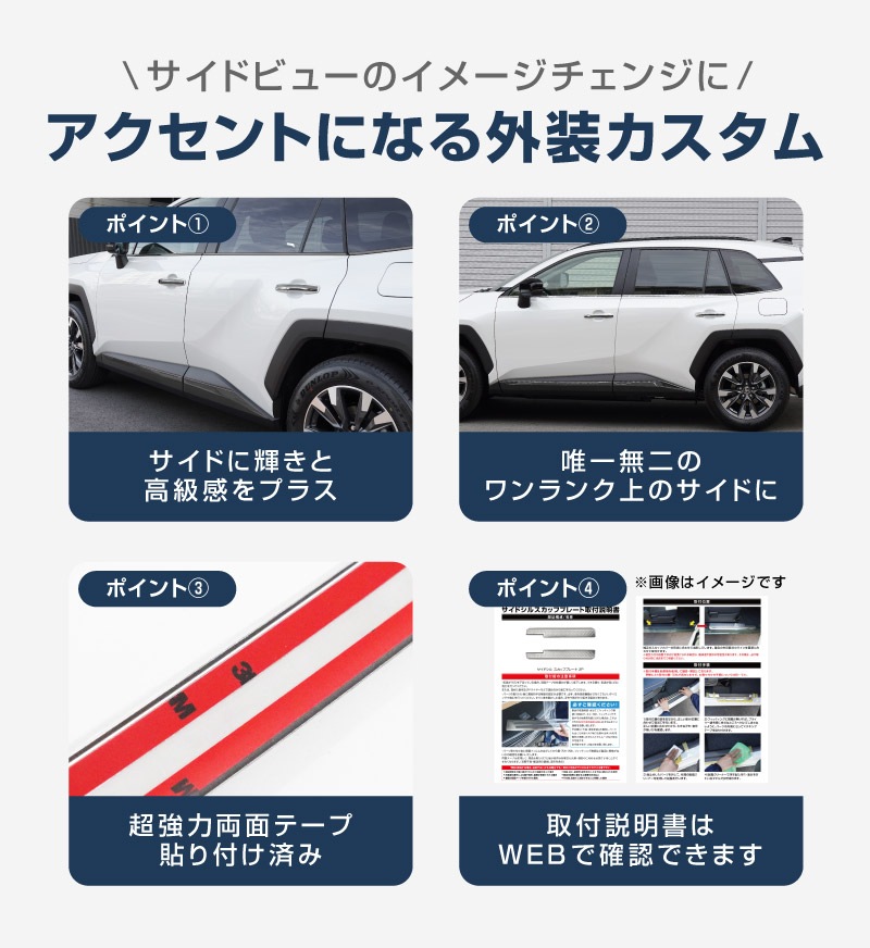 新型RAV4 60系 ウィンドウトリムガーニッシュ ＆ アウタードアハンドルカバー ＆ サイドガーニッシュ 3点セット
