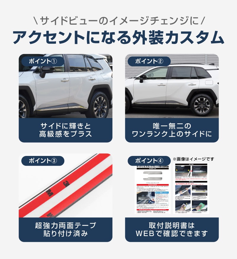 新型RAV4 60系 ウィンドウトリムガーニッシュ ＆ アウタードアハンドルカバー ＆ サイドガーニッシュ 3点セット