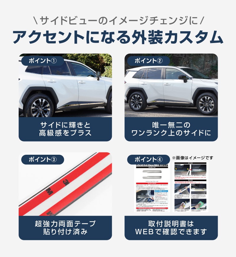 新型RAV4 60系 ウィンドウトリムガーニッシュ ＆ サイドガーニッシュ