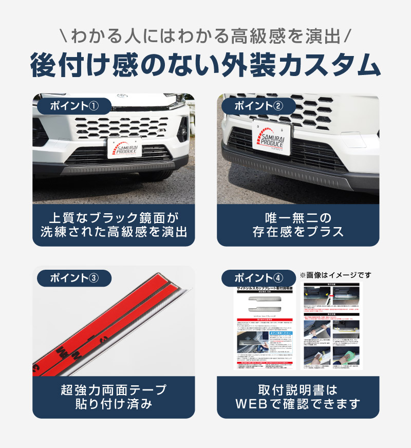 新型RAV4 60系 ロアグリルガーニッシュ 3P ブラック鏡面仕上げ