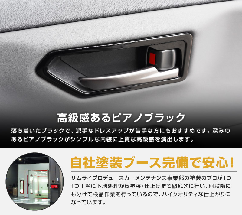 新型RAV4 60系 インナードアハンドルパネル 左右セット 4P ピアノブラック