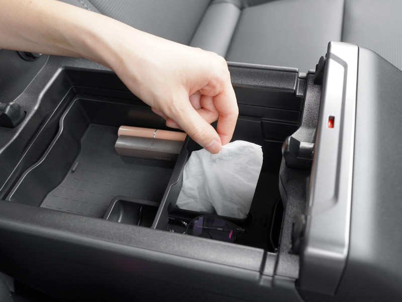 新型RAV4 60系 センターコンソールトレイ 2P ゴムマット付き ブラック 二段タイプ 