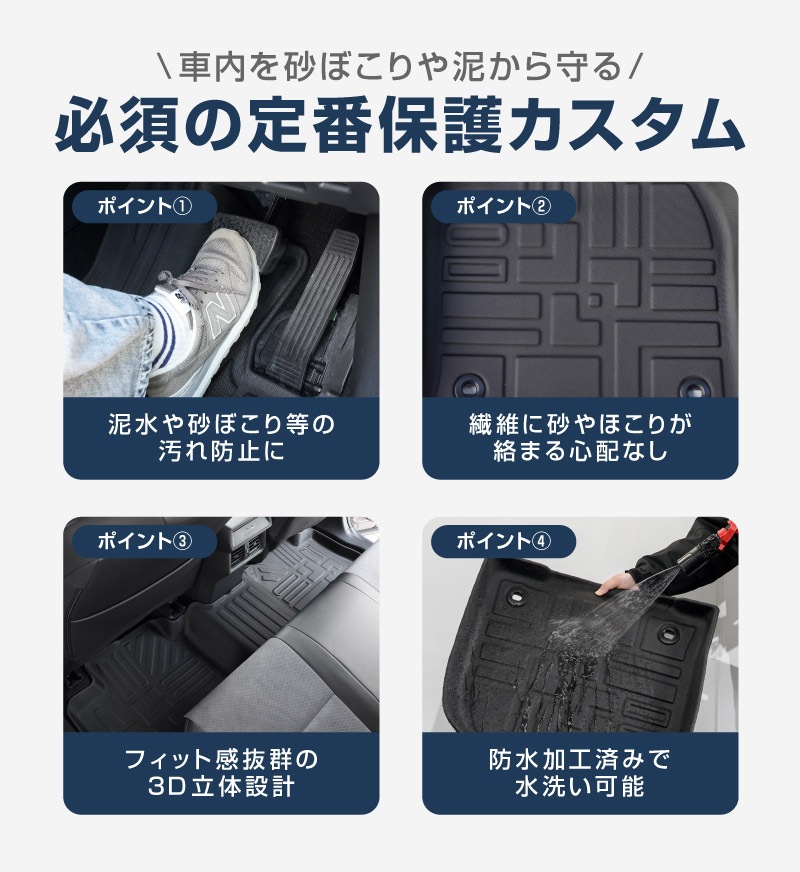 新型RAV4 60系 PHEV専用 フロアマット 3P ラバータイプ ブラック