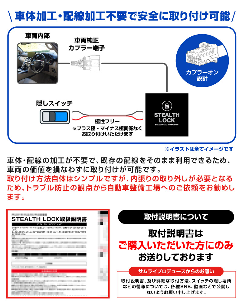 【レクサス LM500h 専用】車両盗難予防装置 ステルスロック
