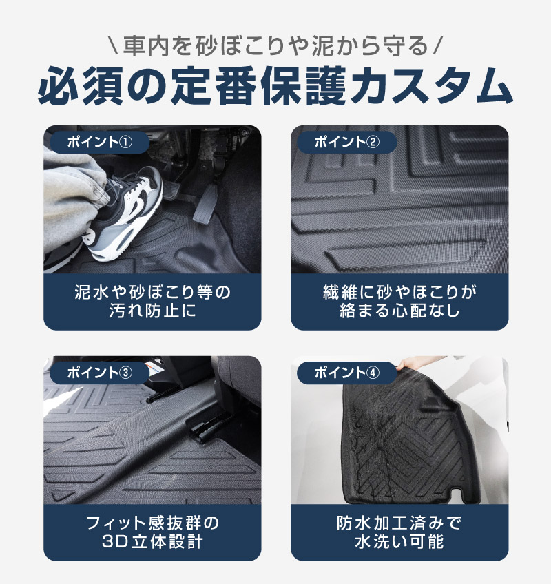 新型クロスビー MND1S HYBRID MZ 専用 フロアマット 3P ラバータイプ ブラック
