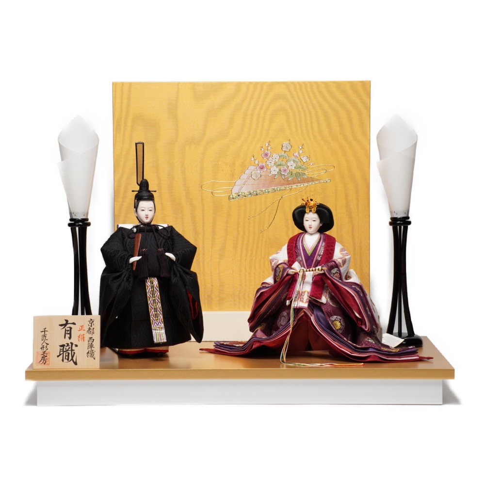 人気新品 【雛人形】京十番 金襴(白・薄紫) 親王飾り〈博暁作〉[213