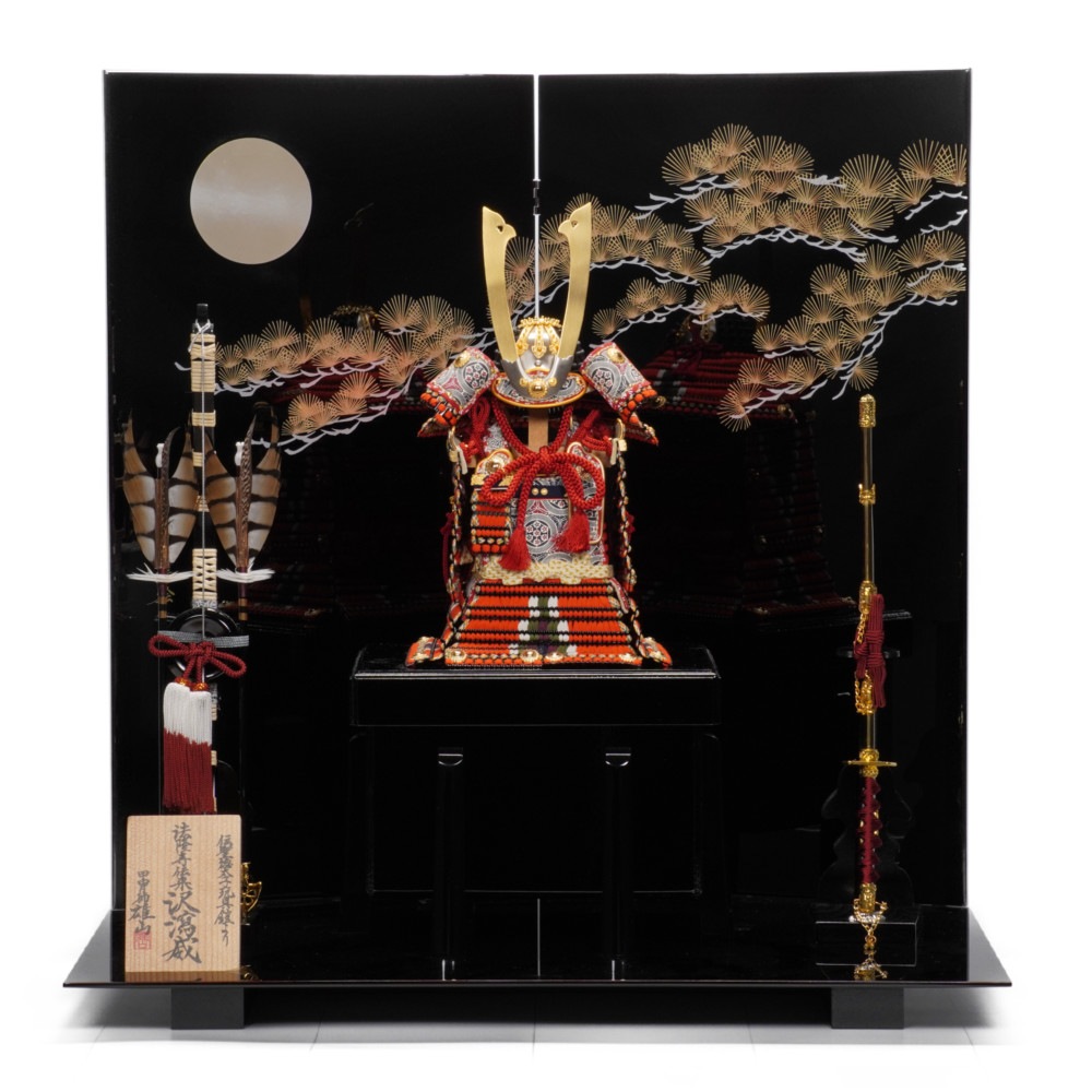 鎧兜飾台★五月人形★展示品★5-13 五月人形】【鎧飾り】【端午の節句】蓮（れん）5号大鎧櫃（ひつ）飾り