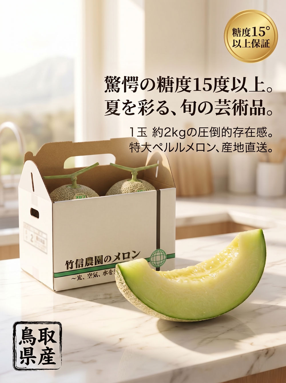 ギフト 予約｜特大ペルルメロン3玉(計6kg) 糖度15度以上 竹信農園 産直