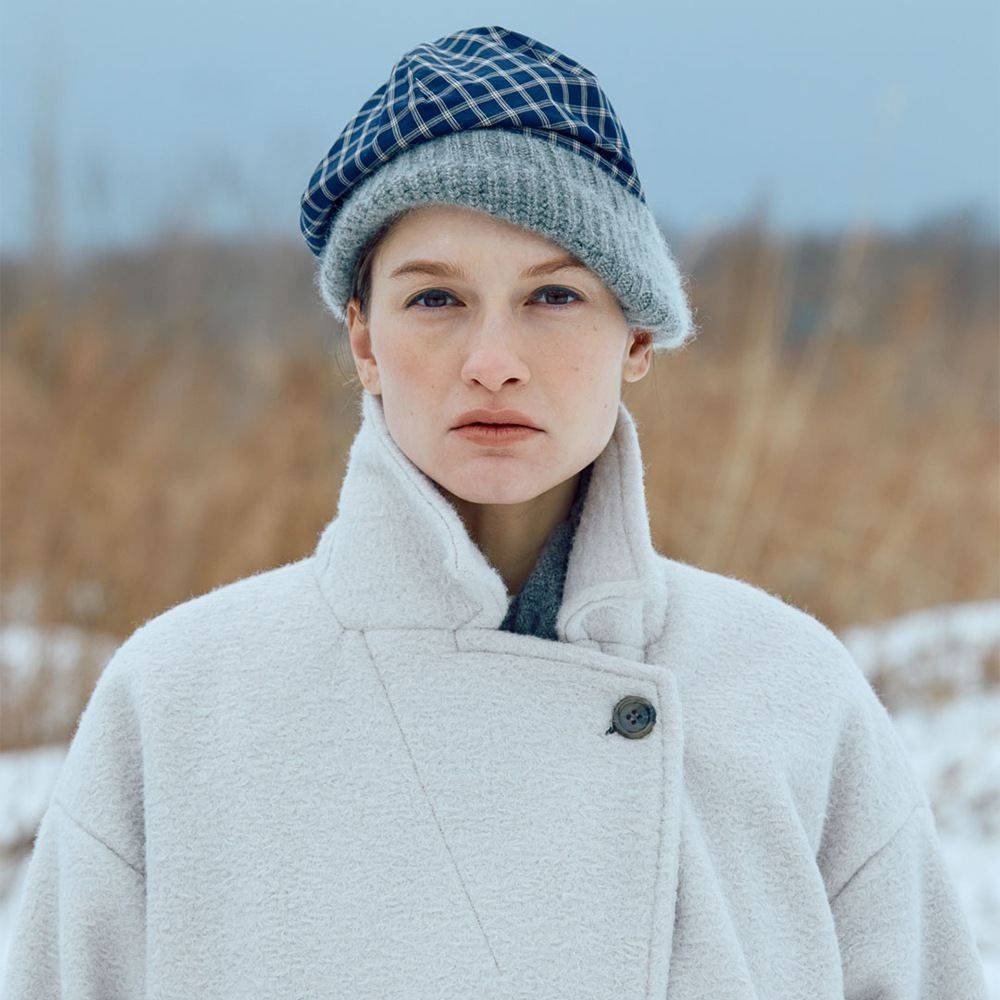 chisaki ◆グレー ×ラベンダー　ニット帽 リバーシブル chisaki ◇グレー ×ラベンダー ニット帽 リバーシブル chisaki