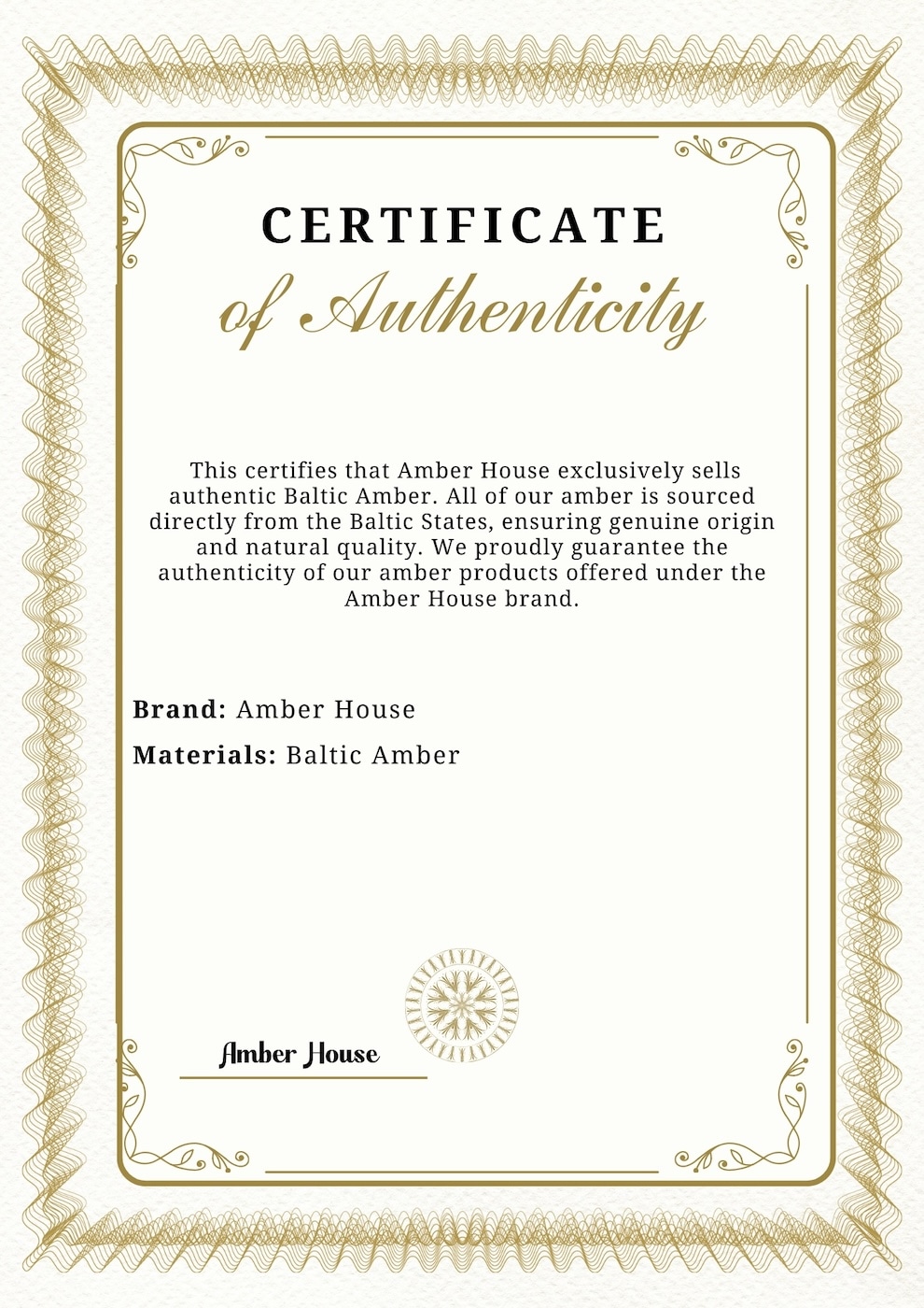 Certificate of Authenticity 