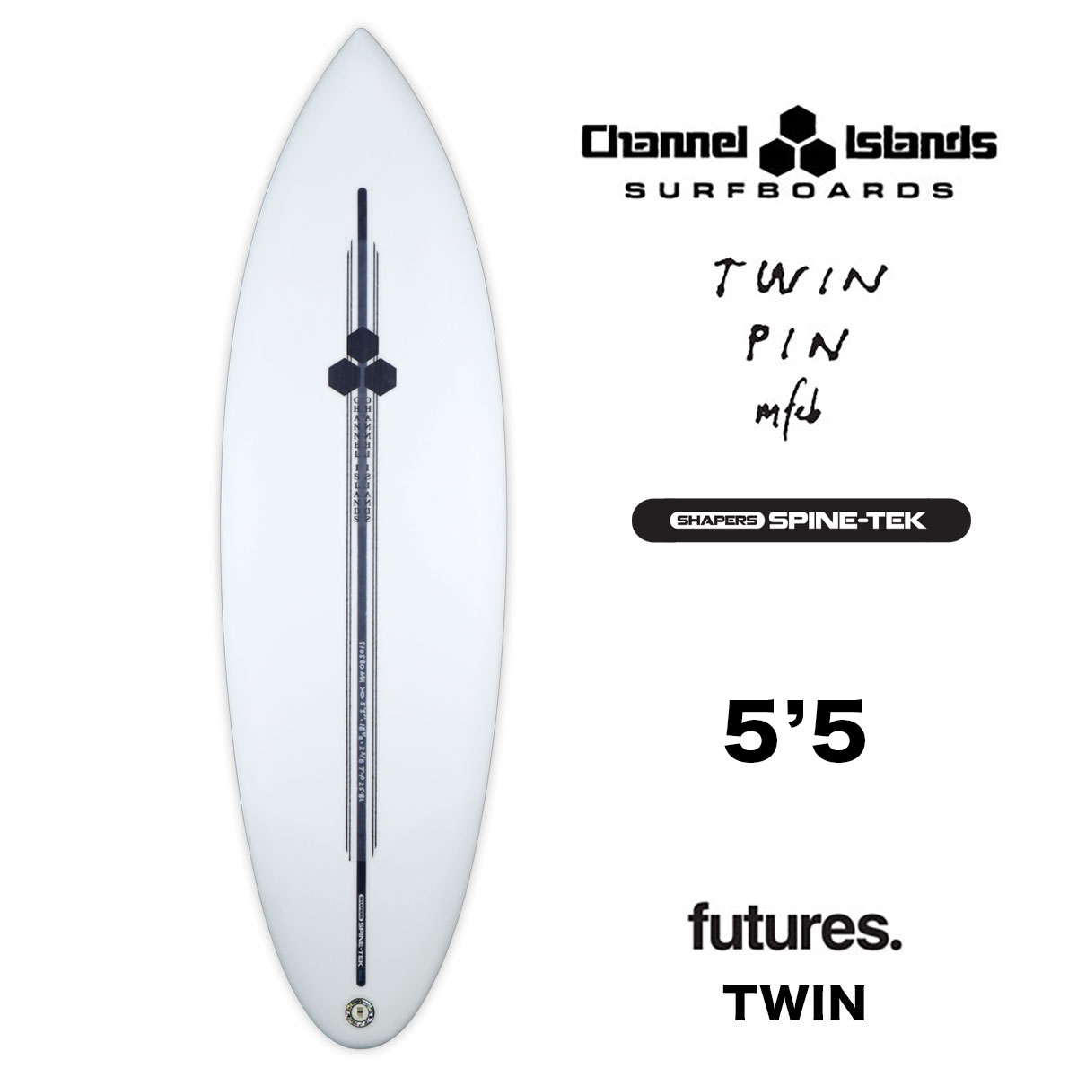 【20%OFF クリスマスセール】チャンネルアイランド ツインピン スパインテック Channel Islands TWIN PIN 5'5  SPINE TEK チャネルアイランズ ショートボード ボード アルメリック ツイン チャンネル  5.5【510580-22】-ジャックオーシャンスポーツ