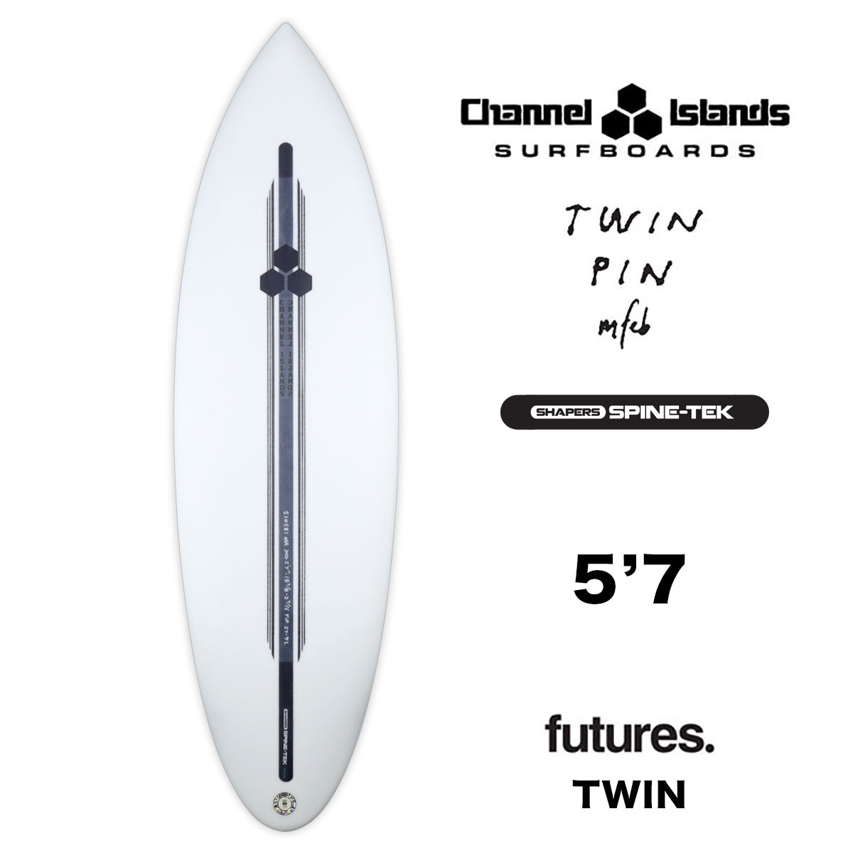 チャンネルアイランド ツインピン スパインテック Channel Islands TWIN PIN 5'7 SPINE TEK チャネルアイランズ  ショートボード ボード アルメリック ツイン チャンネル 5.7【510581-22】-ジャックオーシャンスポーツ